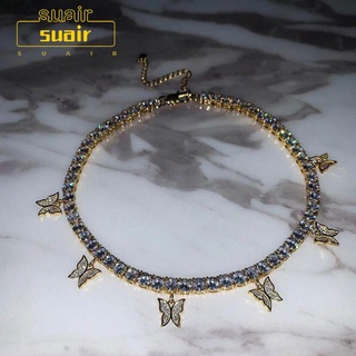 Subei สร้อยคอเงินประดับ Rhinestone แฟชั่นสตรี