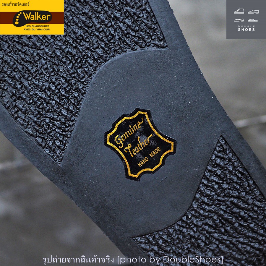 Walker รองเท้าแตะหนังแท้  พื้นนุ่ม งานเย็บ รุ่น WB723 สีดำ ไซส์ 40-46