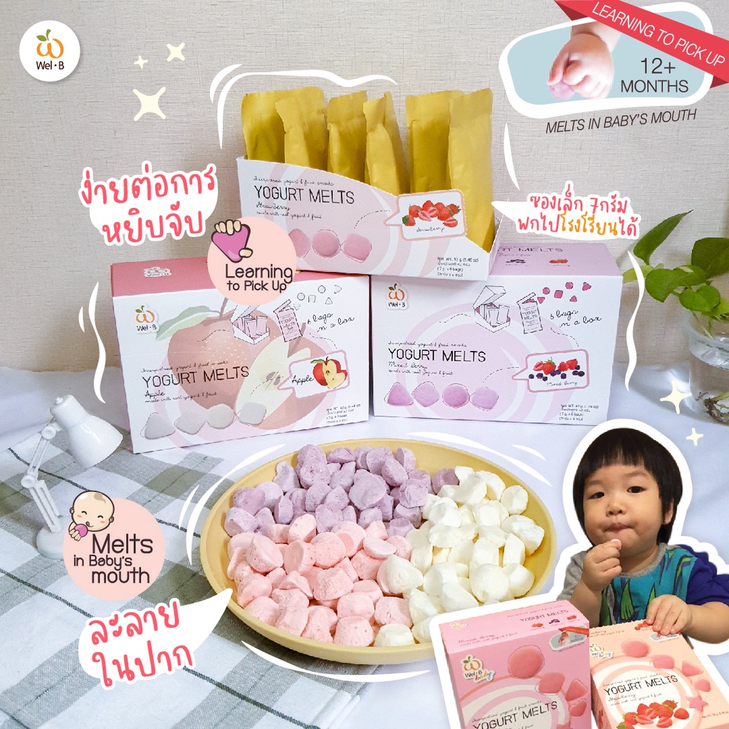 Wel-B Yogurt Melts Mixed Berry 42g. (โยเกิร์ตกรอบ มิกซ์เบอร์รี่ 42 กรัม ...