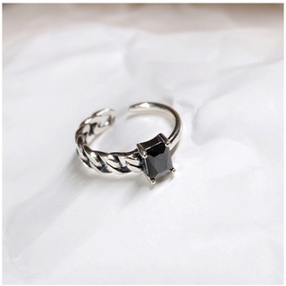 S925 แหวนโซ่รมดำพร้อมส่ง Black Chain Ring Sterling Silver