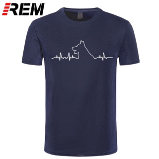 เสื้อยืดผ้าฝ้ายพิมพ์ลายแฟชั่น Rem เสื้อยืด ผ้าฝ้าย 100% พิมพ์ลายสุนัข Shepherd Heartbeat สําหรับผู้ชาย 2022