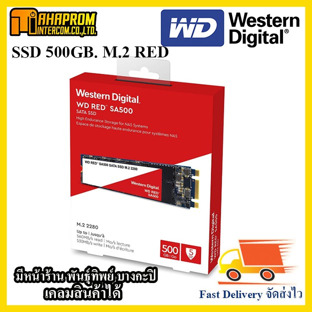 500 GB SDD (เอสเอสดีแนส) WD RED SA500 M.2 SATA (WDS500G1R0B-RED).