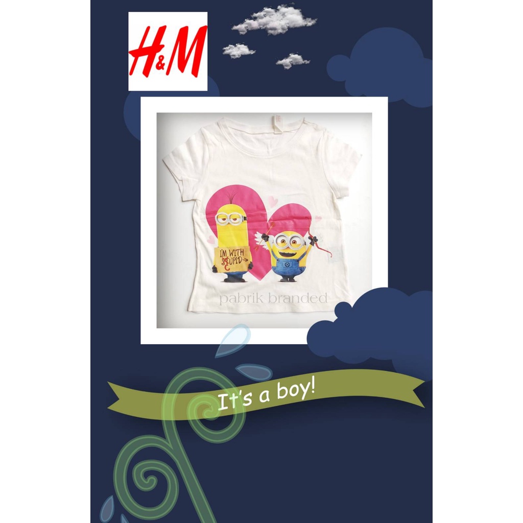 H*m โรงงานแบรนด์ hnm tee kids minions tops hm unisex เสื้อยืดเด็กราคาถูกขายส่งขายปลีก