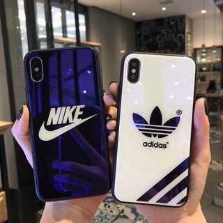 เคสโทรศัพท์มือถือแบบแก้ว ลาย Adidas สไตล์ยุโรป อเมริกัน สตรีท สําหรับ iphone 14 13 12 i11 Pro Xs Max XR 7plus 8p 6s Nike se2