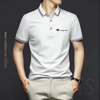สีดำ สีขาว เสื้อโปโล แขนสั้น คอปก โอเวอร์ไซซ์ สีพื้น แฟชั่นสําหรับผู้ชาย ไซซ์ M-5XLเสื้อผู้ชาย เสื้อคอปกผู้ชาย