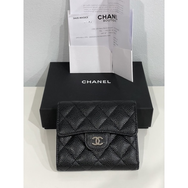 Chanel trifold wallet Black Caviar แท้100%
