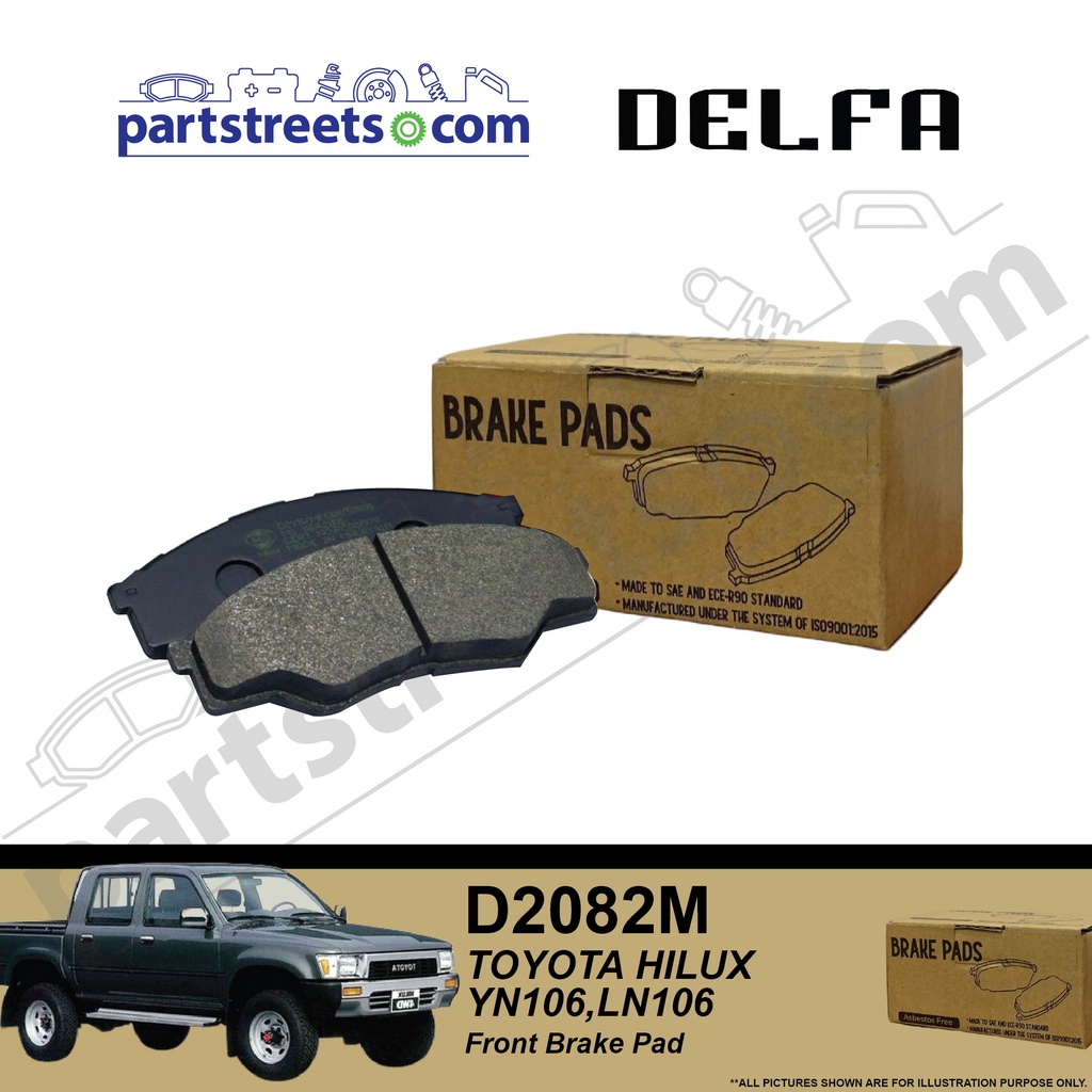 ผ้าเบรคหน้า DELFA - Toyota Hilux YN106, LN106 - D2082M (1 ชุด)