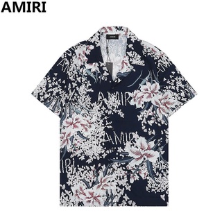 Amir เสื้อเชิ้ตแฟชั่นสําหรับผู้ชายผู้หญิง ผ้าฝ้าย แขนสั้น พิมพ์ลาย