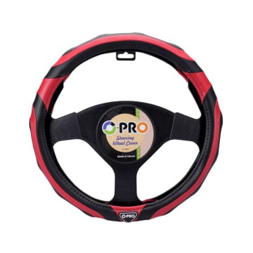 MERAH OPro ฝาครอบพวงมาลัยรถยนต์แบบสปอร์ต Pvc สีแดงสีดํา