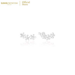 Louis Montini (Jewelry) Sterling Silver 925 Earrings ต่างหูเงินแท้ 92.5% ต่างหูผู้หญิง รูปดอกไม้ LJER71