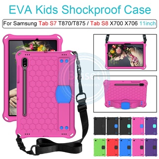 เคส EVA กันกระแทก พร้อมสายคล้องไหล่ และขาตั้ง สําหรับ Samsung Tab S8 X700 X706 Tab S7 T870 T875 11 นิ้ว