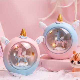 ไฟตั้งโต๊ะ โคมไฟ โคมไฟหัวนอน Unicorn Small Night-Light Table Lamp Bedroom Decoration Childrens Room