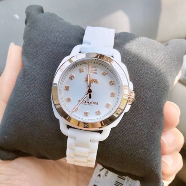 (ผ่อน0%) นาฬิกา COACH Tatum Crystal White Dial Ladies Watch 14502752 เซรามิค สีขาว