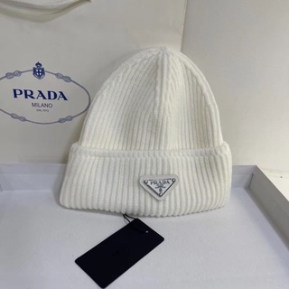 หมวกถัก ผ้าวูล ลาย Prada ให้ความอบอุ่น แฟชั่นฤดูใบไม้ร่วง และฤดูหนาว สําหรับผู้ชาย และผู้หญิง