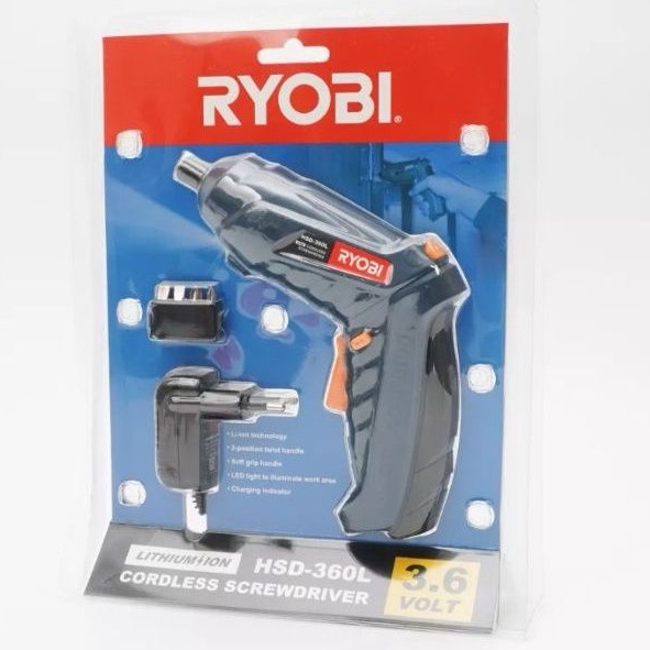 สว่านไขควงไร้สาย RYOBI HSD360L 3.6V พร้อมดอกไขควง 4 แบบ