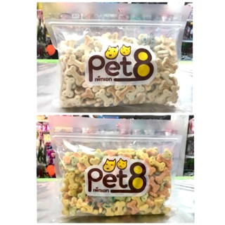 ขนมบิสกิต pet8 ขนาดบรรจุ 500 กรัม รสนม และ รวมรส