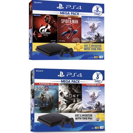PS4 slim 1TB แถม 3 เกมส์  เครื่อง PlayStation 4 Slim Mega Pack Bundle ประกันศูนย์ไทย (สินค้ามือ1)