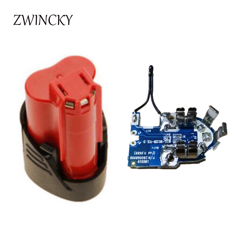 M12 แบตเตอรี่พลาสติก (ไม่มีเซลล์แบตเตอรี่) แผงวงจร PCB สําหรับ Milwaukee 12V 1.3Ah 1.5Ah 48-11-2411 แบตเตอรี่ Li-ion