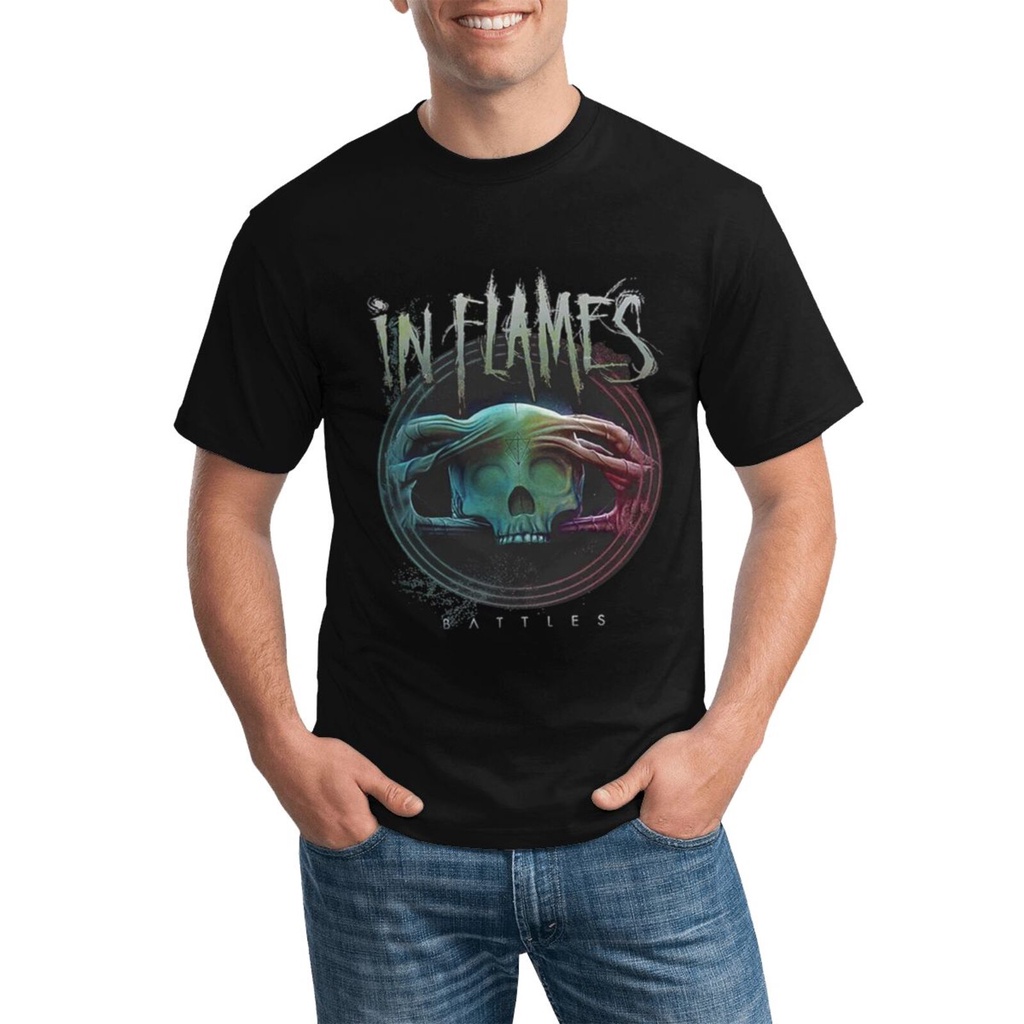 แฟชั่น Diy เสื้อยืดสําหรับผู้ชายอะนิเมะในเปลวไฟ Heavy Metal Battles วงกลมอัลบั้ม 100% Cotton Gildan
