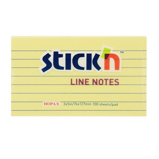 กระดาษโน้ตกาวในตัว มีเส้น STICKN #21055 ขนาด 3x5 นิ้ว สีเหลืองพาสเทล (PC)