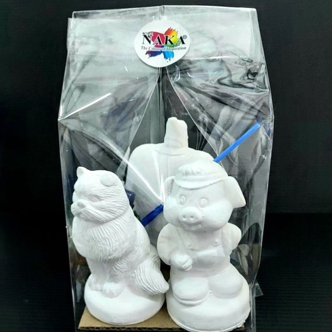 ชุดระบายสีตุ๊กตาปูนปลาสเตอร์ ชุดละ 3 ตัวคละแบบ พร้อมอุปกรณ์สีและพู่กัน