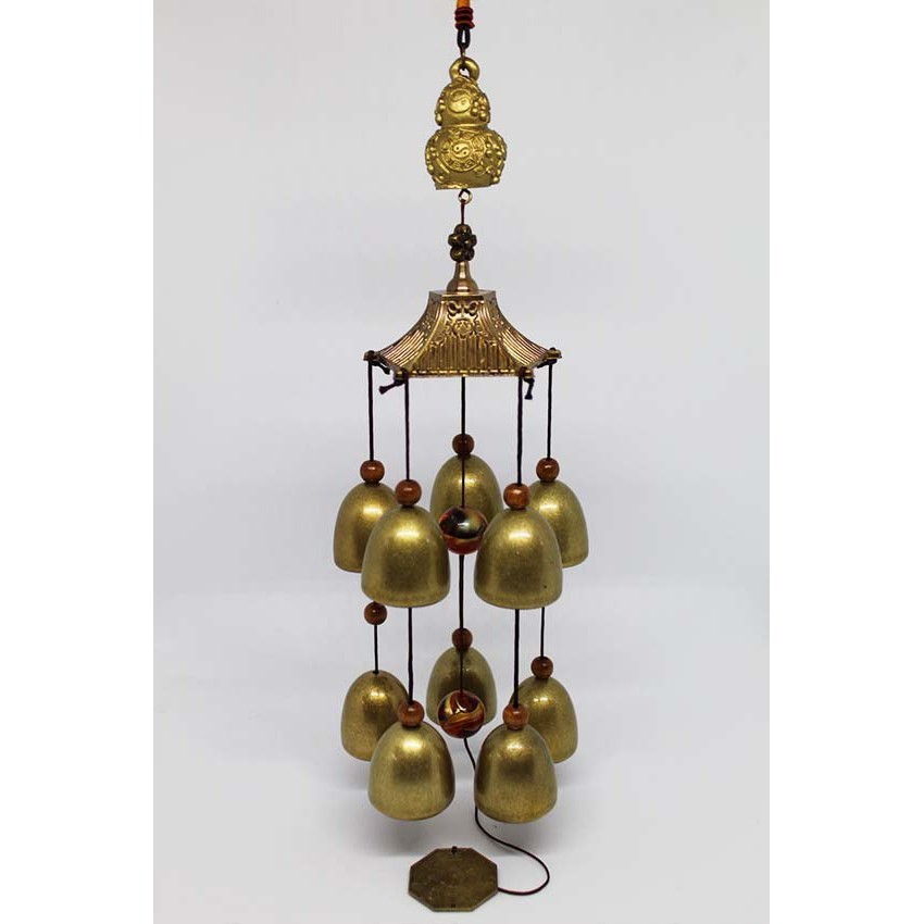 A-035 ระฆังลม กระดิ่งลม โมบายลม วินเทจ Wind Chimes Vitage น้ำเต้าทอง 2ชั้น10ลูก