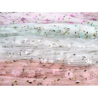 🔥ล่าสุด!!🔥 ผ้ามุ้ง ดอกปัก 3D ผ้าตาข่าย ปักจริง 5/6 โดนัท หน้…