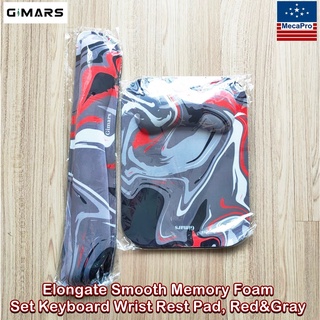 Gimars® Elongate Smooth Memory Foam Set Keyboard Wrist Rest Pad, Red&amp;Gray ชุดแป้นพิมพ์แผ่นรองข้อมือ แผ่นรองเมาส์ เล่นเกม