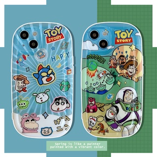 ความคิดสร้างสรรค์ วงรี Toy การ์ตูน เครยอน ชินจัง นักบิน เคสไอโฟน 14 Pro Max 13 Pro Max 12 11 Pro Max Xs Max Xr X Case ใหม่ IMD เบาะลม ซิลิกาเจล ป้องกันการหล่น นุ่ม ไอโฟน เคส