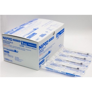 กระบอกไซริงค์ 1 ml Nipro ยกกล่อง บรรจุ 100 ชิ้น/กล่อง