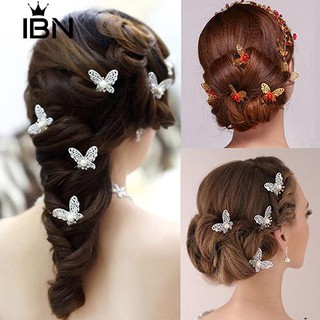 * 6 ชิ้นผีเสื้อ U Hairstin Hairpin เจ้าสาว Headwear แต่งงานผม