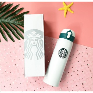 Starbucks Thermos CUP Vacuum Flasks Stainless Steel tumbler White logo Green 500ml.