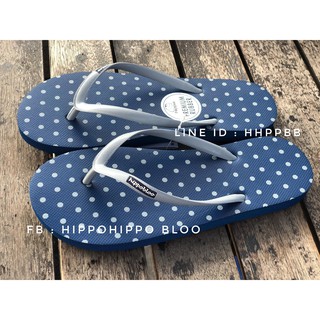 ์New collection จุด กรมท่า หูเทา  Light Navy Gray dot รองเท้าแตะฮิปโป  Hippo Bloo No.36-37-38-39-40