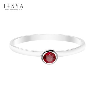 Lenya Jewelry แหวนเงินแท้ 925 ชุปทองคำขาว ประด้วยพลอยสีม่วงอมแดง Rhodolite สามารถMix and Match ได้ในสไตล์ที่คุณต้องการ