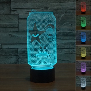 โคมไฟตั้งโต๊ะ LED รูปตัวตลกตลก 3D ไล่โทนสี 7 สี ชาร์จ USB