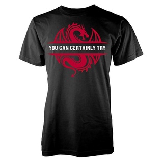 ราคา เสื้อยืดคอกลม แขนสั้น พิมพ์ลายมังกร Dungeon You Can Cernly Try Red Dragons สําหรับเล่นเกมS-5XL