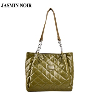 Jasmin NOIR กระเป๋าสะพายไหล่ กระเป๋าถือ ลายสก๊อต ขนาดใหญ่ สําหรับสตรี