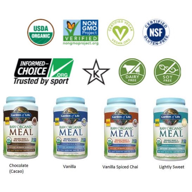 ✨Pre Order✨4 Flavor 🇺🇸Garden of Life, RAW Organic Meal, Shake &amp; Meal Replacement, Vanilla, 2 lb 2 oz