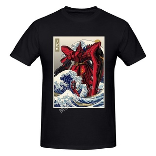 เสื้อยืดคอกลมเสื้อยืดผ้าฝ้าย 100% พิมพ์ลายอนิเมะกันดั้ม Hokusai Sazabi Zeon สไตล์ญี่ปุ่น ฮาราจูกุS-5XL