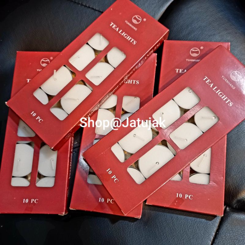 เทียนที่ไลท์ขาว-กล่องแดงแพค10 Tea light Candle เทียนจุดเตา เทียนสีขาวไม่มีกลิ่น เทียนอโรมา พร้อมส่งทันที