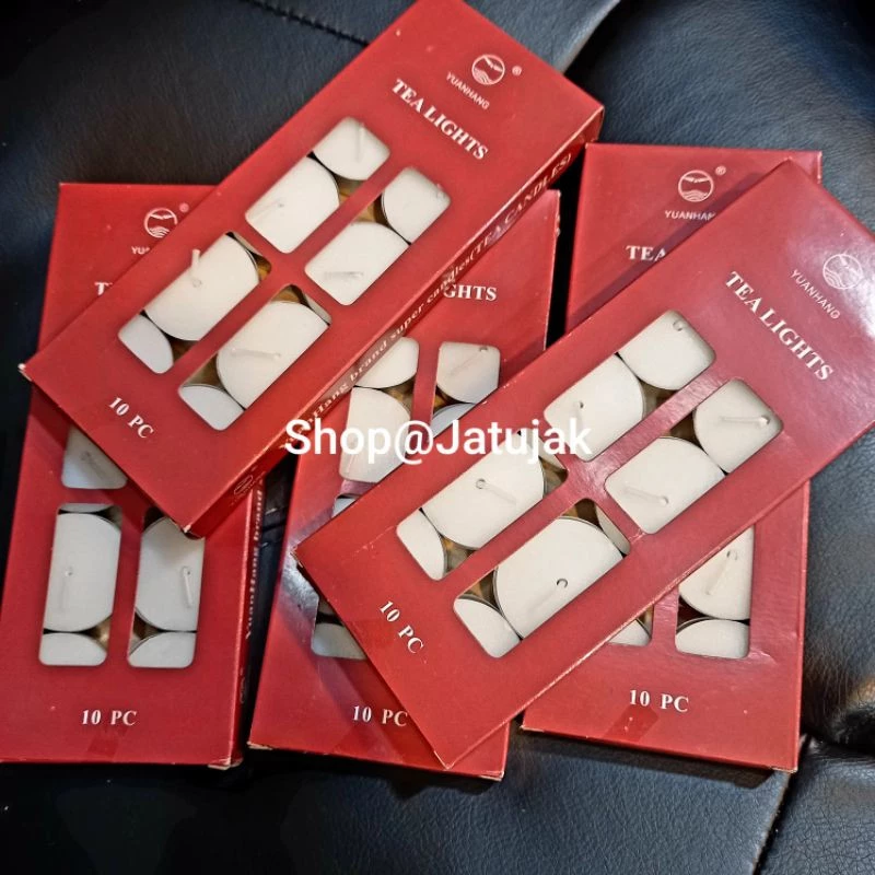 เทียนที่ไลท์ขาว-กล่องแดงแพค10 Tea light Candle เทียนจุดเตา เทียนสีขาวไม่มีกลิ่น เทียนอโรมา พร้อมส่งทันที