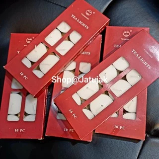 เทียนที่ไลท์ขาว-กล่องแดงแพค10 Tea light Candle เทียนจุดเตา เทียนสีขาวไม่มีกลิ่น เทียนอโรมา พร้อมส่งทันที