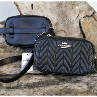 CONVERTIBLE BELT BAG WITH QUILTING (COACH F38678) BLACK/GOLD