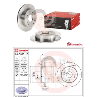 08 5803 10 จานเบรค ล้อ R (ยี่ห้อ BREMBO) รุ่น Std HONDA Accord (ไฟท้ายก้อนเดียว/สองก้อน) ปี 1994-1998 /HONDA Accord 2...