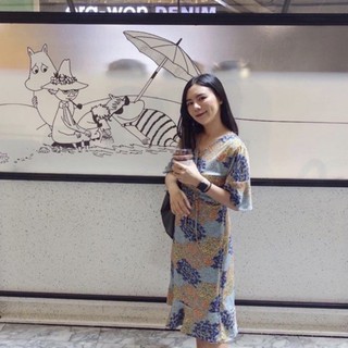 Ruffle wrap dress เดรสกิโมโนผูกทบกัน รุ่นแขนระบายชาย และระบายชายกระโปรง สั่งขนาดความยาว ลายผ้า ในแชทน้า