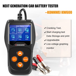 Konnwei KW600 เครื่องทดสอบแบตเตอรี่รถยนต์ 12v 100 ถึง 2000cca 12 โวลต์ สําหรับรถยนต์