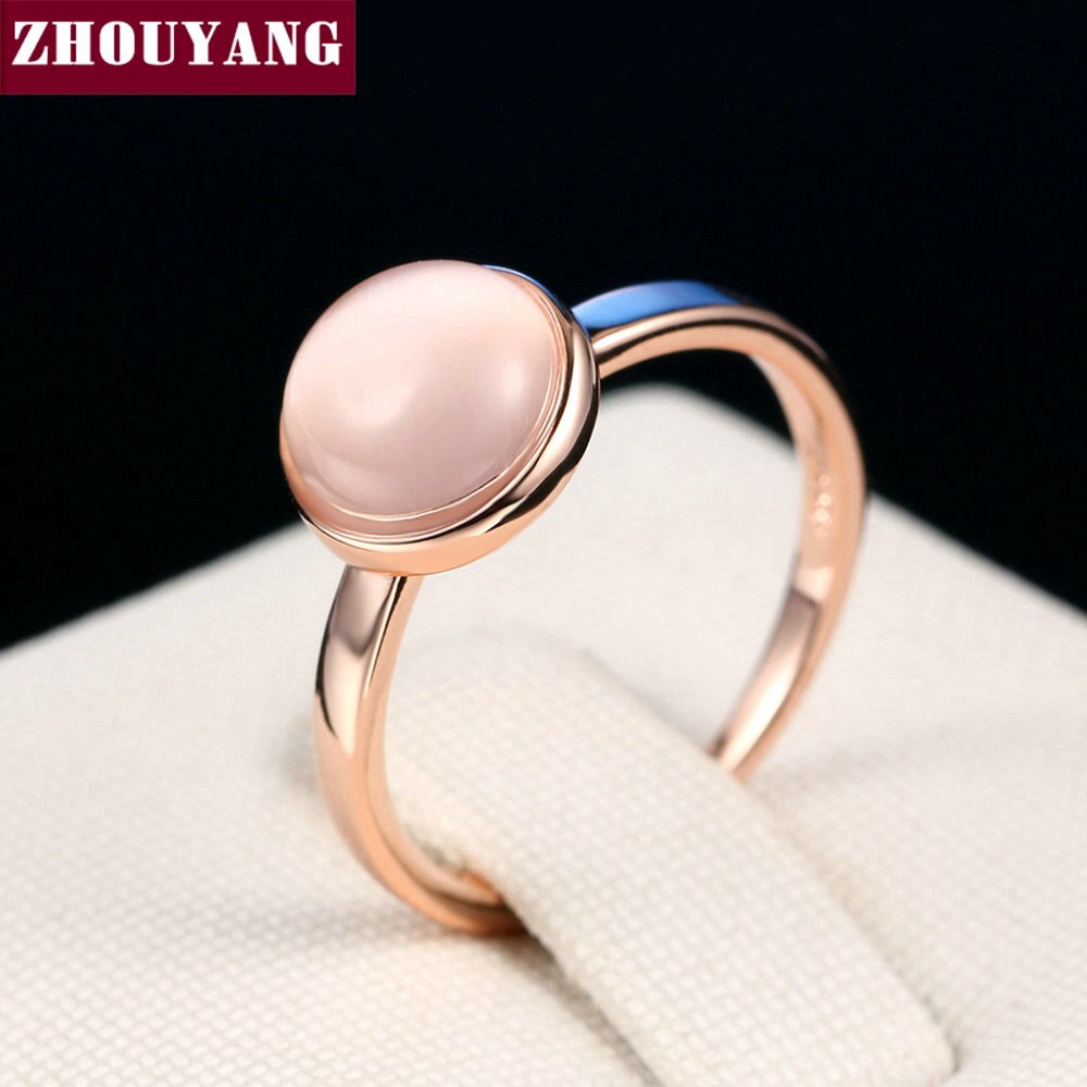 Zhouyang خاتم نسائي بحجر الوردة الذهبي — صورة 2