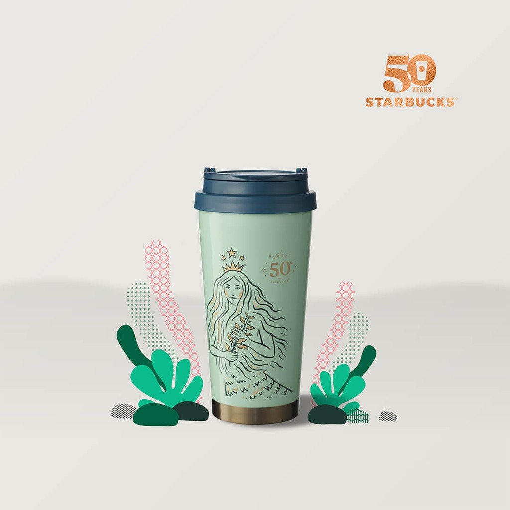 แก้ว Starbucks ST-SS MINT 50 SIREN 16OZ Elma Stainless แก้วสตาร์บัคส์นางเงือก สแตนเลส ฉลองครบรอบ 50 