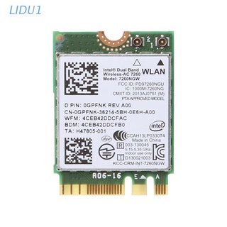 Lidu1 Dell Intel Dual Band Wireless-AC 7260 7260NGW NGFF M.2 บลูทูธ เข้ากันได้กับ WiFi