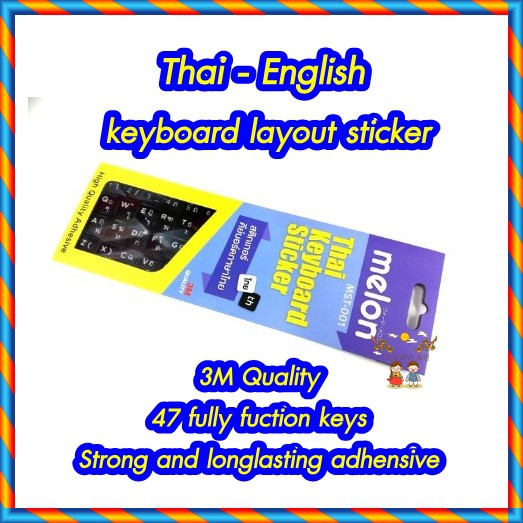 สติ๊กเกอร์คีย์บอร์ด ไทย-อังกฤษ Keyboard 3M MST-001 Thai Keyboard Sticker *พร้อมส่ง* MELON